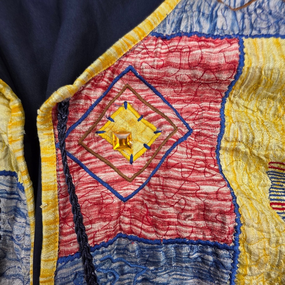 J.R. Resort Silk Patchwork Quilted Jacket Women Multicolor Boho Art to Wear 1X - Picture 12 of 12